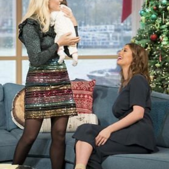 Anthropologie Moulinette Souers Sequined Soirée striped Skirt - Picture 2 of 9